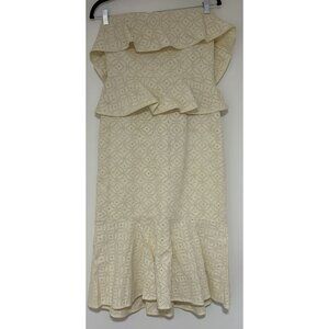 Elliatt Women’s Ivory Passion Strapless RARE Denim Tiered Dress Sz Medium NWT